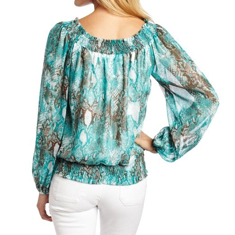 My Michelle Juniors Printed Peasant Top