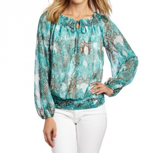 My Michelle Juniors Printed Peasant Top