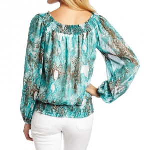 My Michelle Juniors Printed Peasant Top